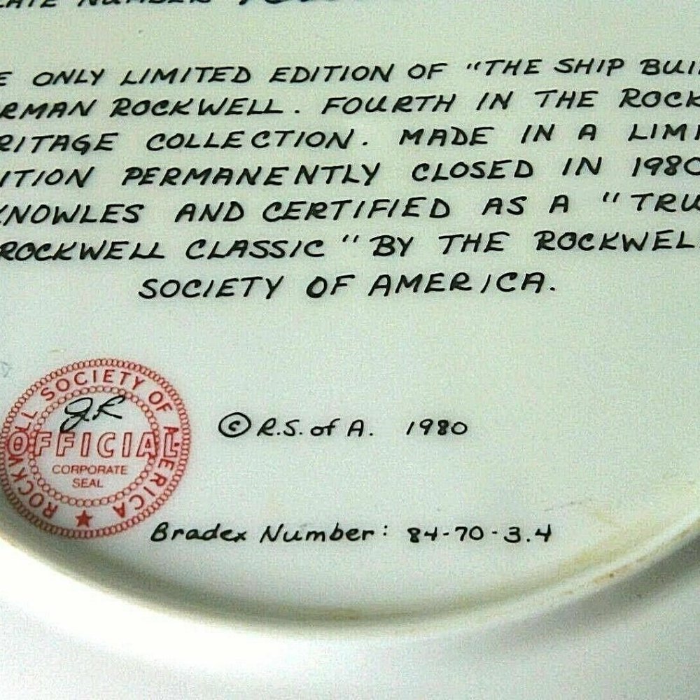 Norman Rockwell Collectible Decorative Plate Ship Builder Display Heritage Wall - Picture 9 of 16